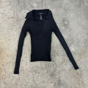90s Bebe silk sweater xs black vintage top polo deep v neck going out cute xxs